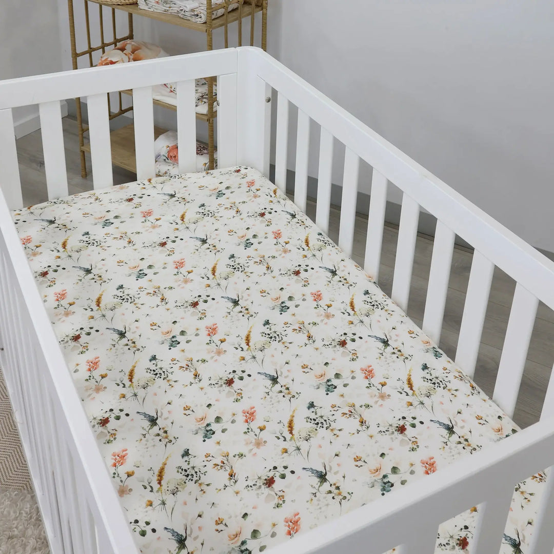 Bubba Blue Peonies Bamboo 2pk Jersey Cot Fitted Sheets