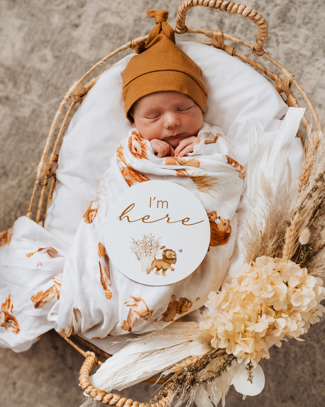 Organic Muslin Wrap Lion
