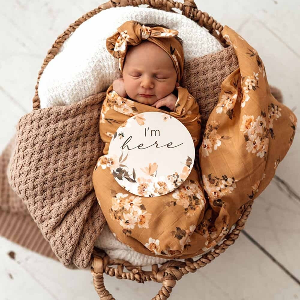 Organic Muslin wrap -Golden Flower