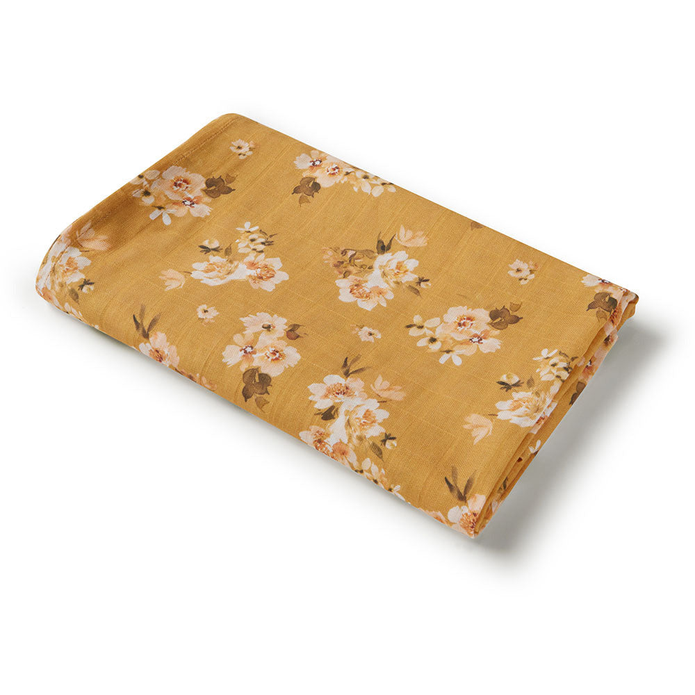 Organic Muslin wrap -Golden Flower