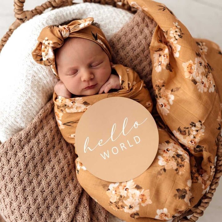 Organic Muslin wrap -Golden Flower