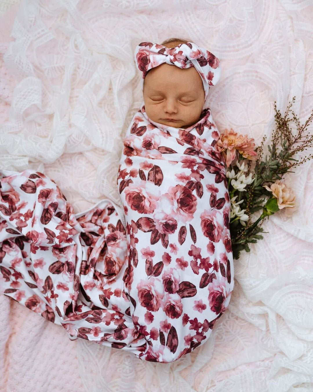 Baby Jersey Wrap & Topknot Set Fleur