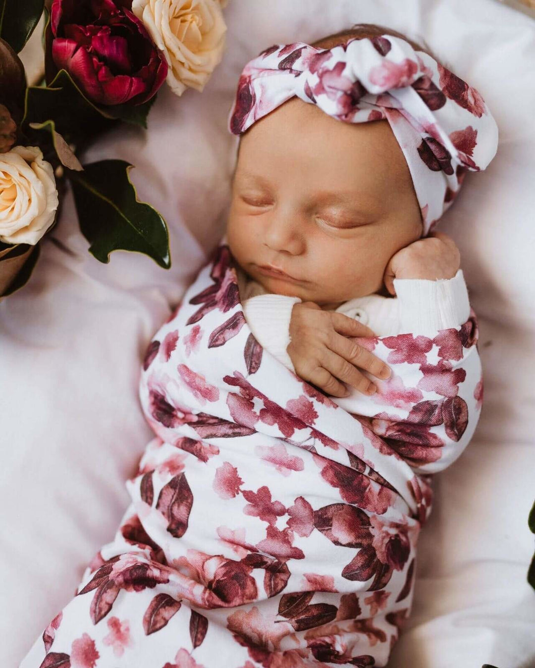 Baby Jersey Wrap & Topknot Set Fleur