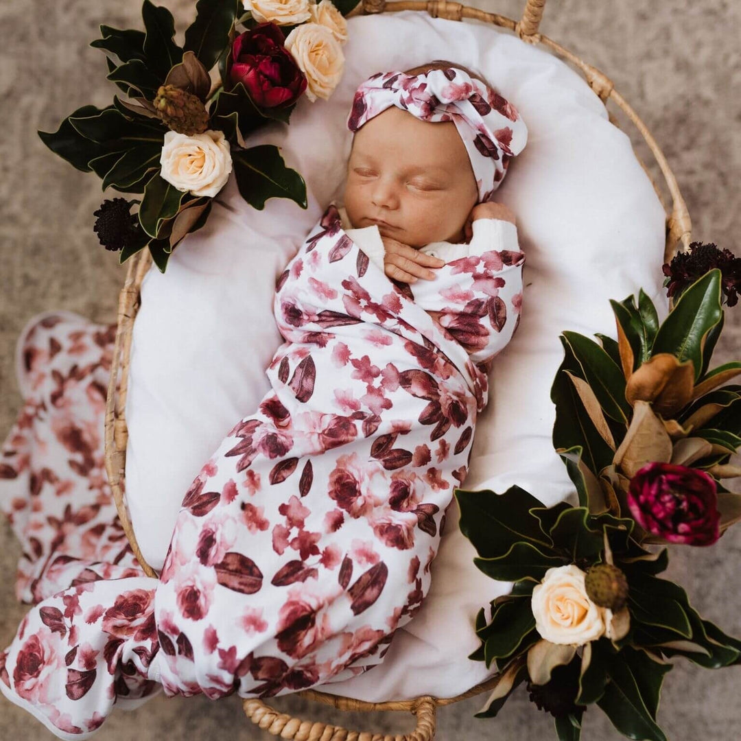 Baby Jersey Wrap & Topknot Set Fleur