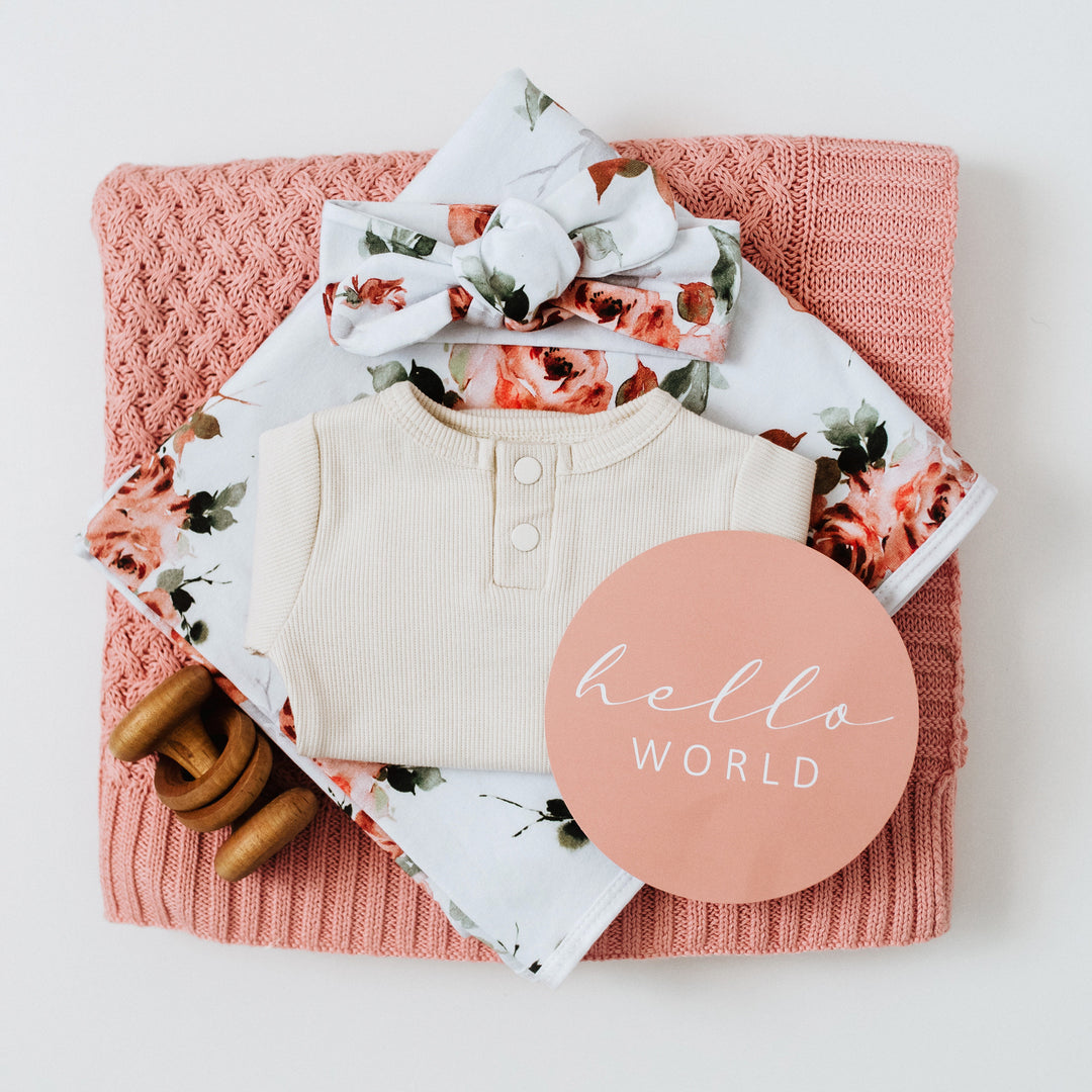 Baby Jersey Wrap & Topknot Set Rosebud