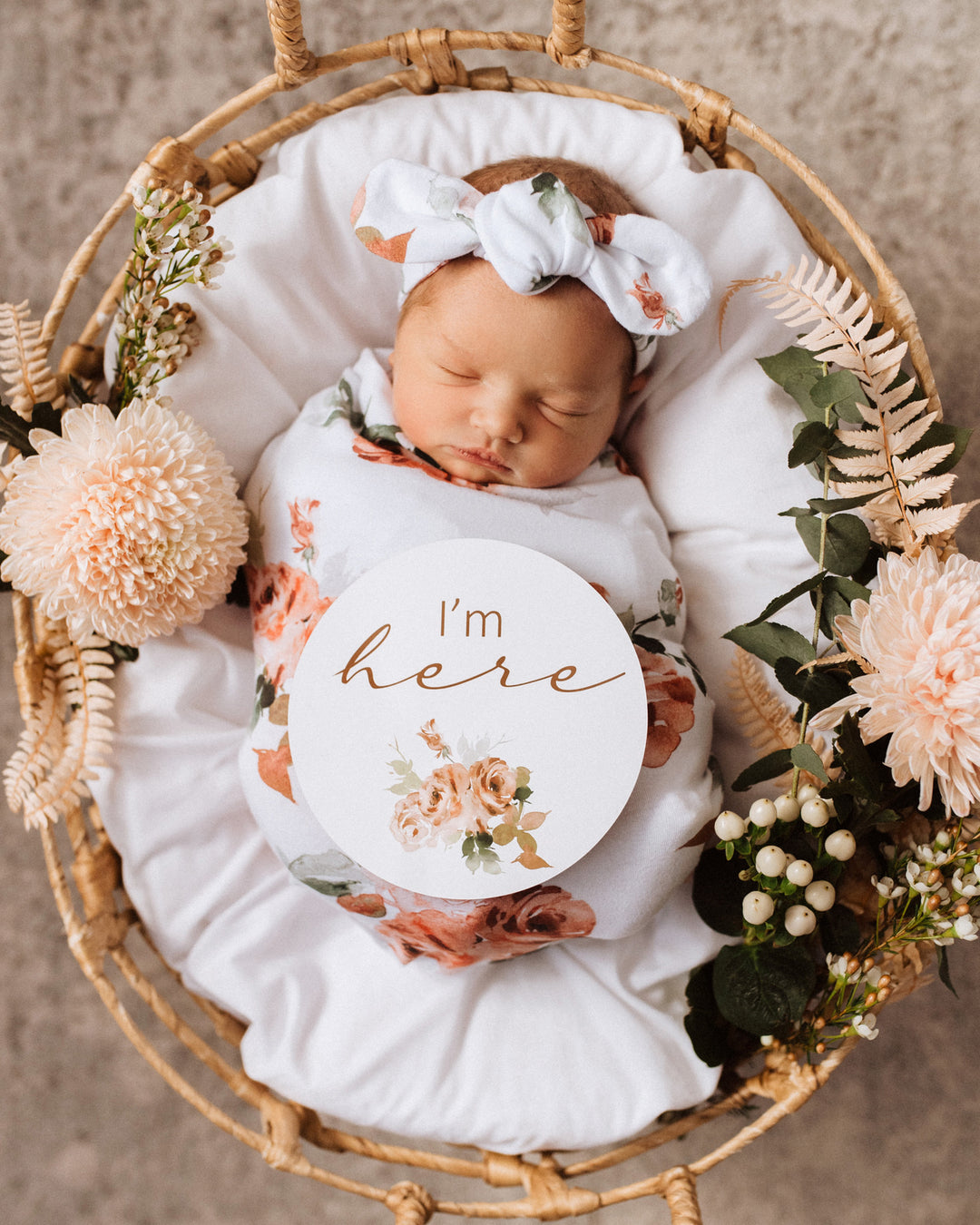 Baby Jersey Wrap & Topknot Set Rosebud