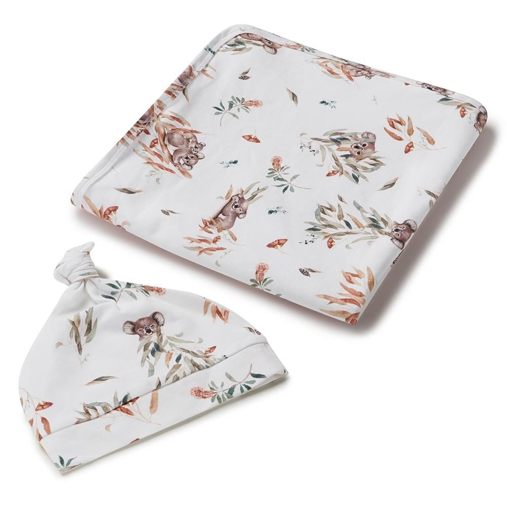 Baby Jersey Wrap & Beanie Set Koala