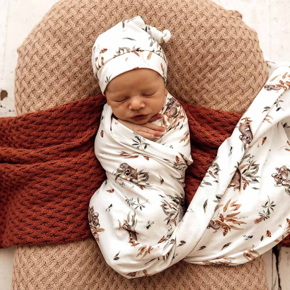 Baby Jersey Wrap & Beanie Set Koala