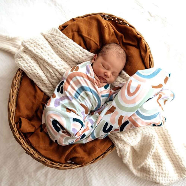 Baby Jersey Wrap & Beanie Set-Rainbow Baby
