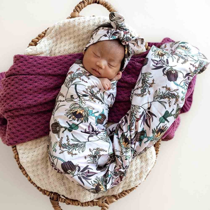 Organic Jersey Wrap & Topknot Set-Banksia
