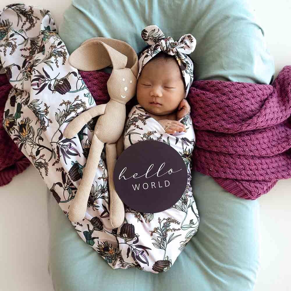 Organic Jersey Wrap & Topknot Set-Banksia