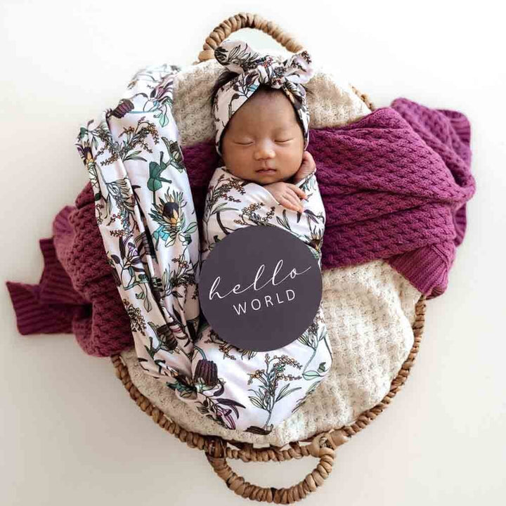 Organic Jersey Wrap & Topknot Set-Banksia