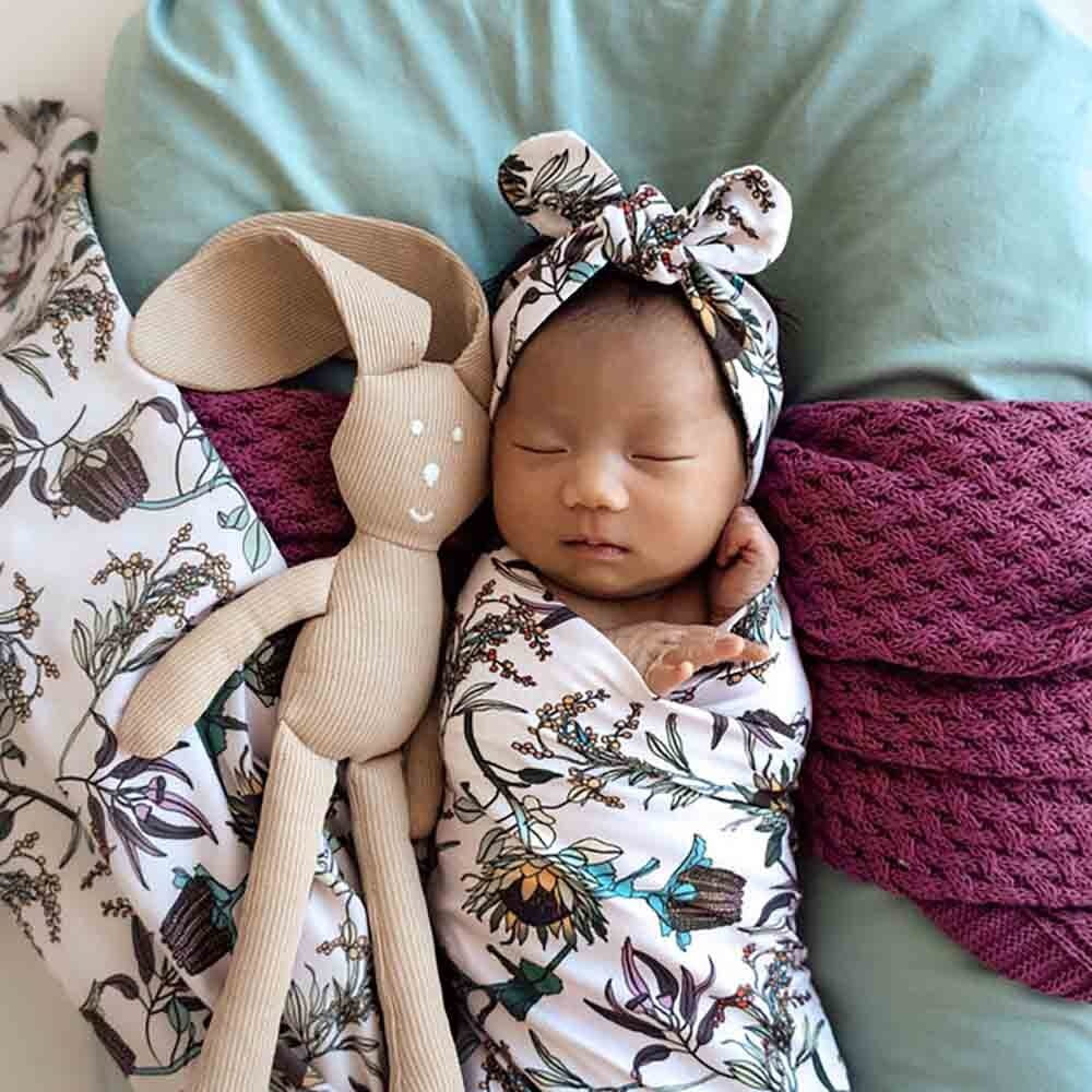 Organic Jersey Wrap & Topknot Set-Banksia