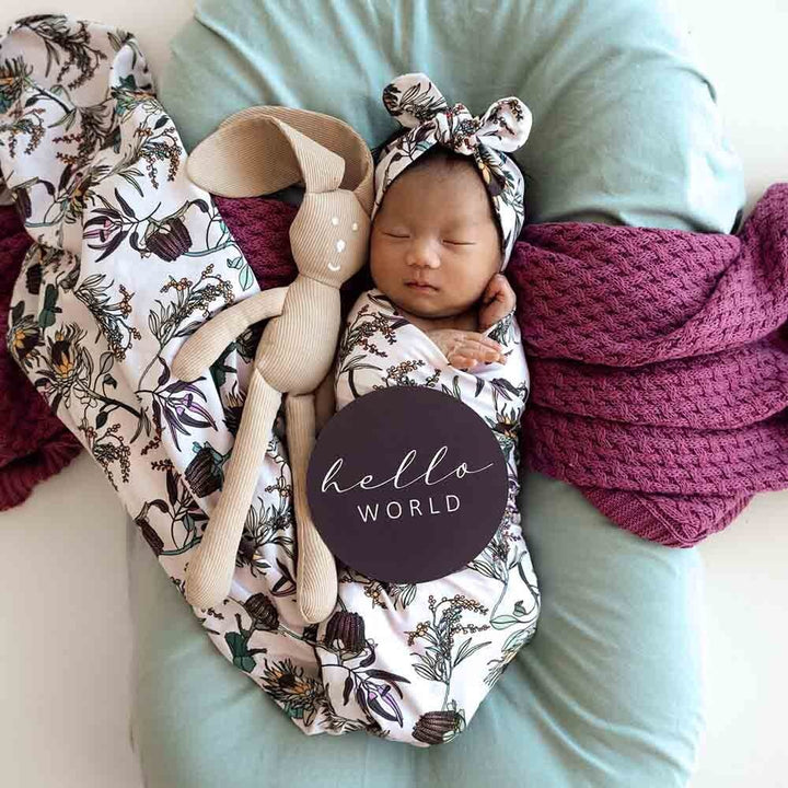 Organic Jersey Wrap & Topknot Set-Banksia