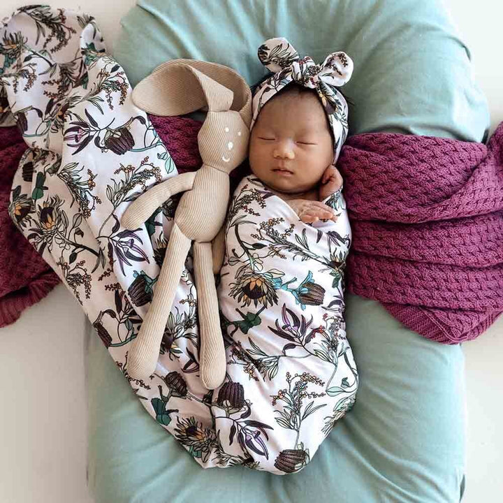 Organic Jersey Wrap & Topknot Set-Banksia