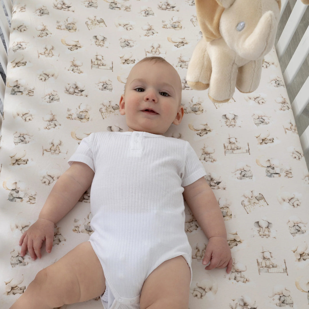 Bubba Blue Elephant Bedtime Jersey Cot Fitted Sheet