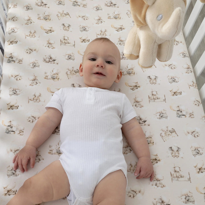 Bubba Blue Elephant Bedtime Jersey Cot Fitted Sheet
