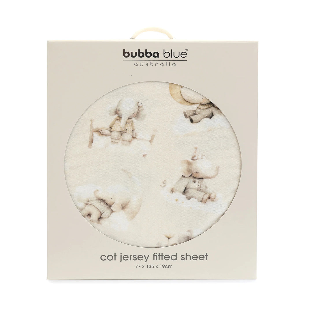 Bubba Blue Elephant Bedtime Jersey Cot Fitted Sheet
