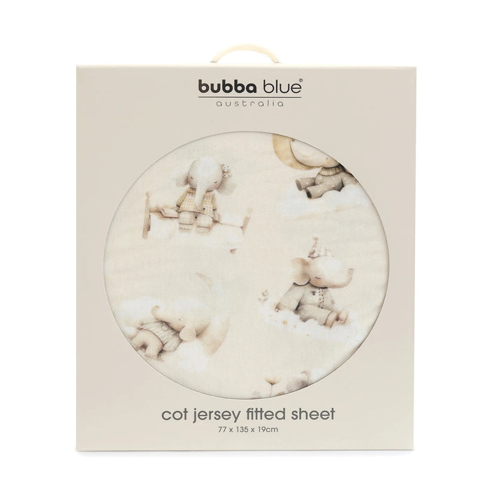Bubba Blue Elephant Bedtime Jersey Cot Fitted Sheet