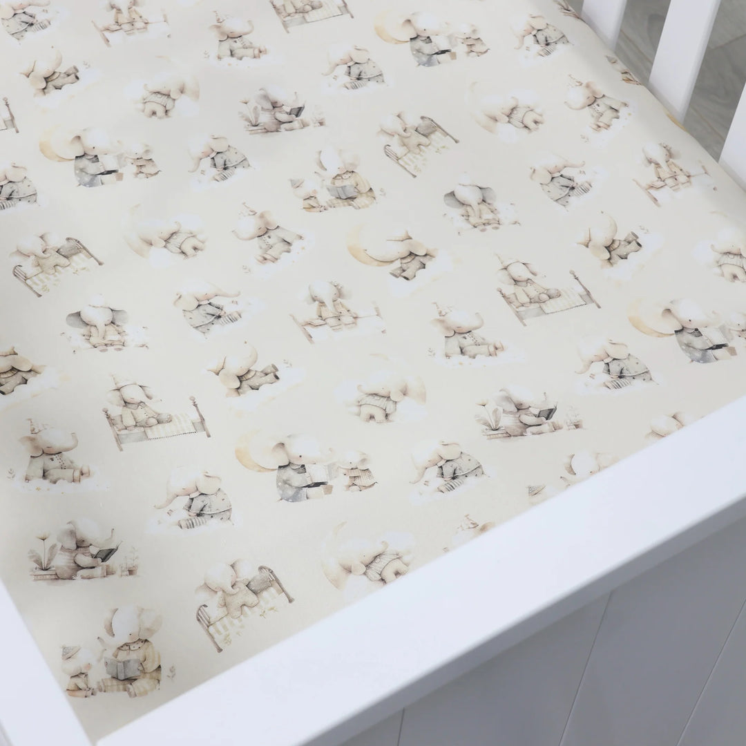 Bubba Blue Elephant Bedtime Jersey Cot Fitted Sheet