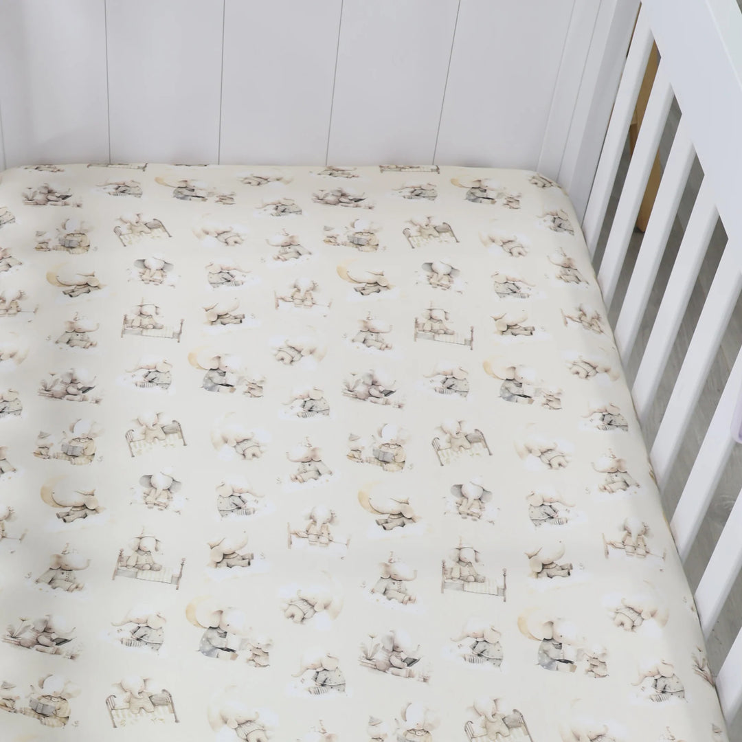 Bubba Blue Elephant Bedtime Jersey Cot Fitted Sheet