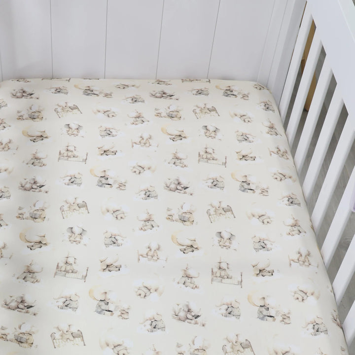 Bubba Blue Elephant Bedtime Jersey Cot Fitted Sheet