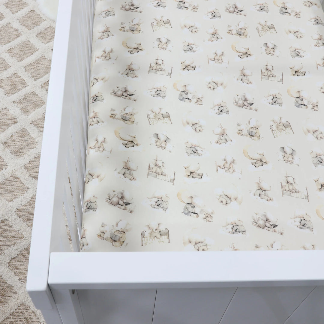 Bubba Blue Elephant Bedtime Jersey Cot Fitted Sheet