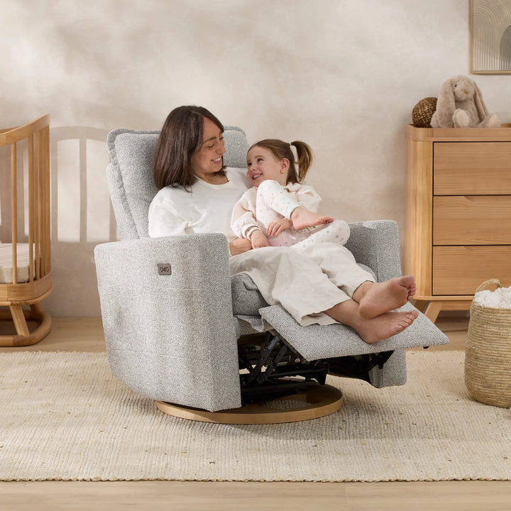 Il Tutto Frankie Electric Recliner Glider Nursery Chair in Grey Speckle Soft Tweed