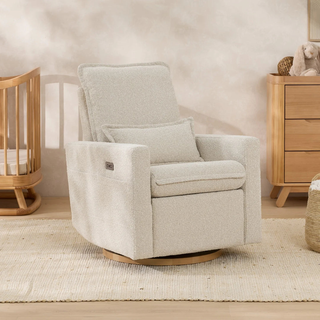 Il Tutto Frankie Electric Recliner Glider Nursery Chair in Light Beige Soft Tweed