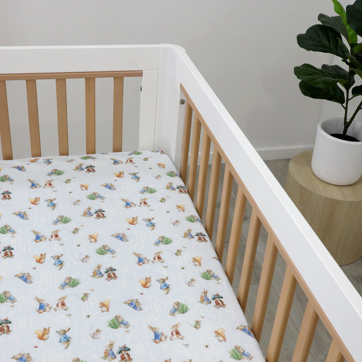 Bubba Blue Peter Rabbit & Benjamin Bunny Cot Fitted Sheet
