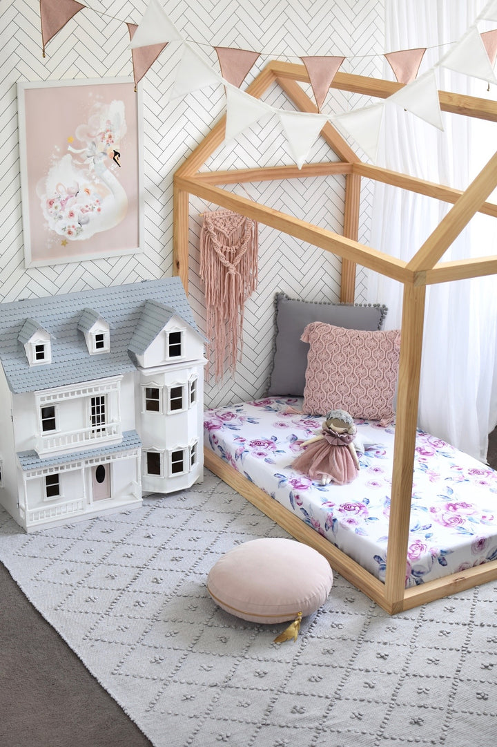 Fitted Cot Sheet Lilac Skies