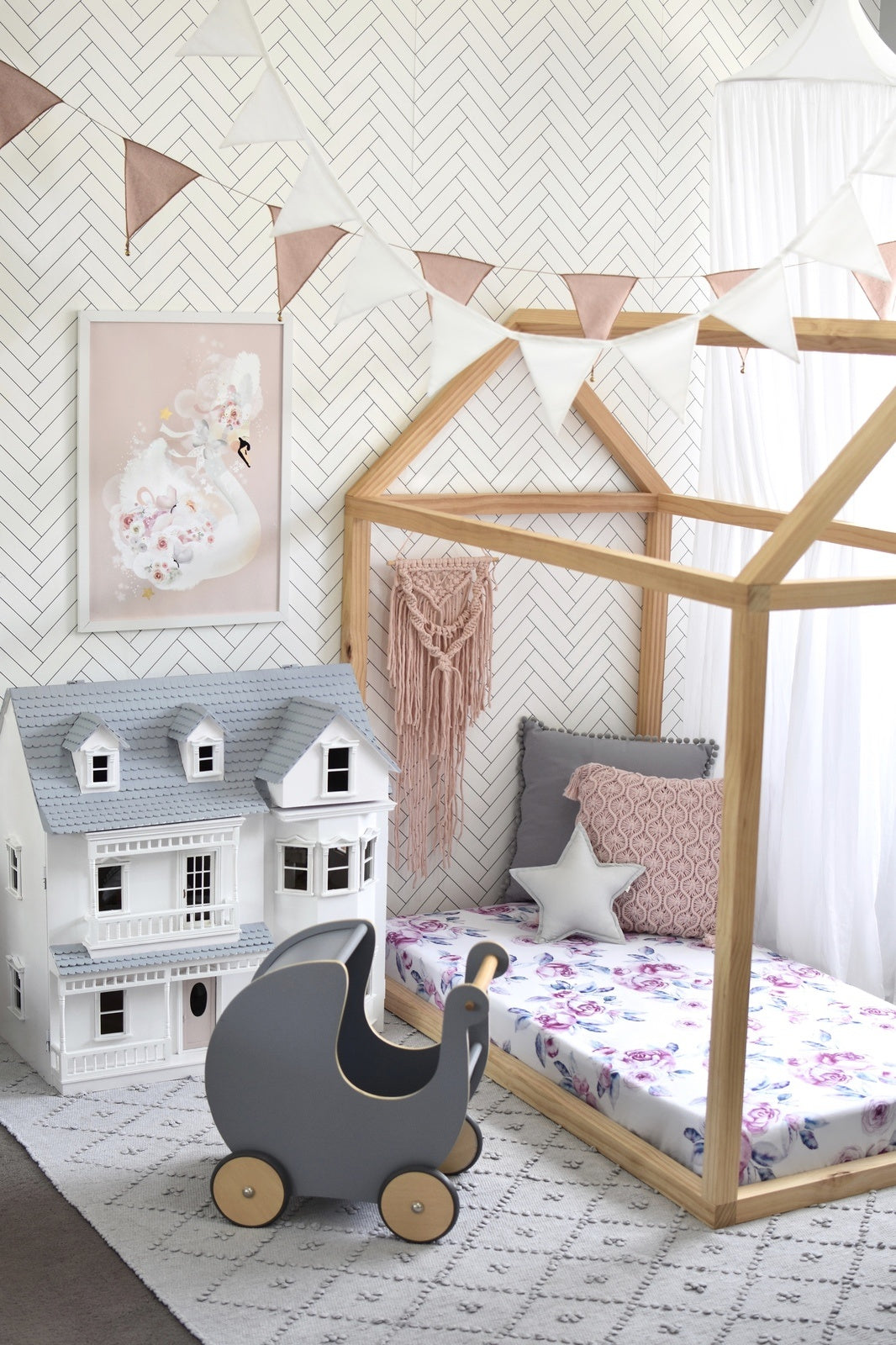 Fitted Cot Sheet Lilac Skies