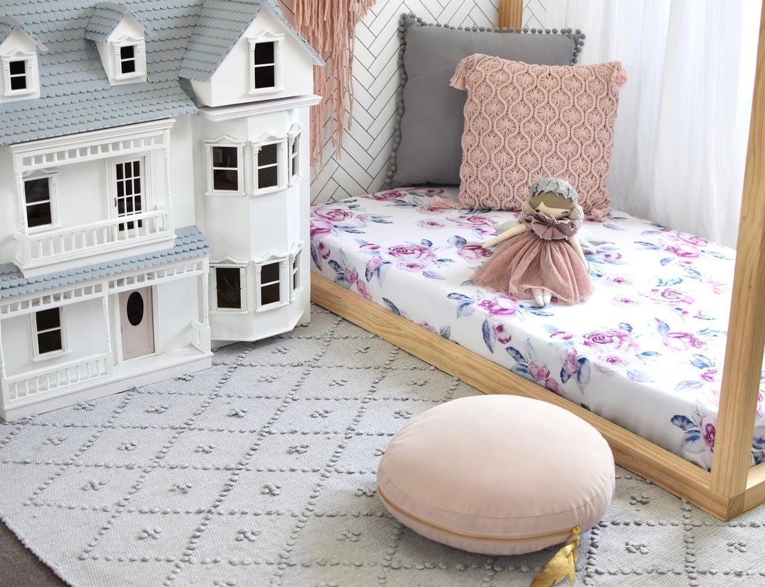 Fitted Cot Sheet Lilac Skies