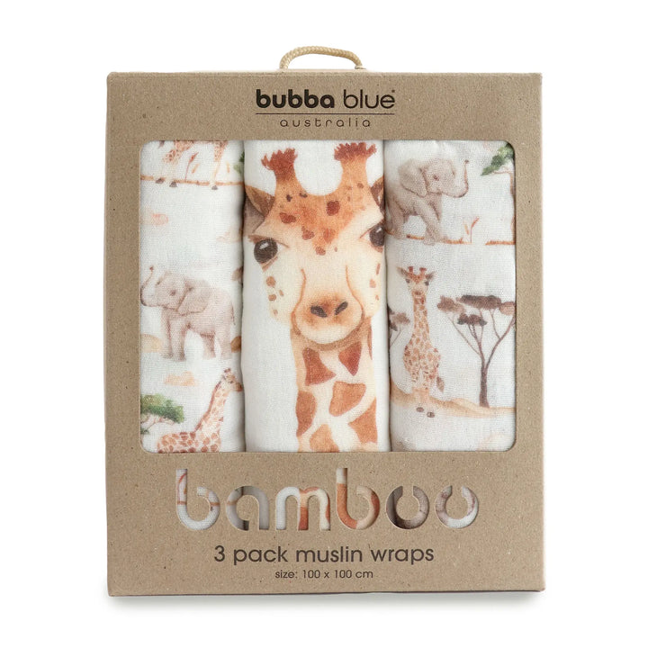 Bubba Blue Adventure Bamboo 3pk Muslin Wraps