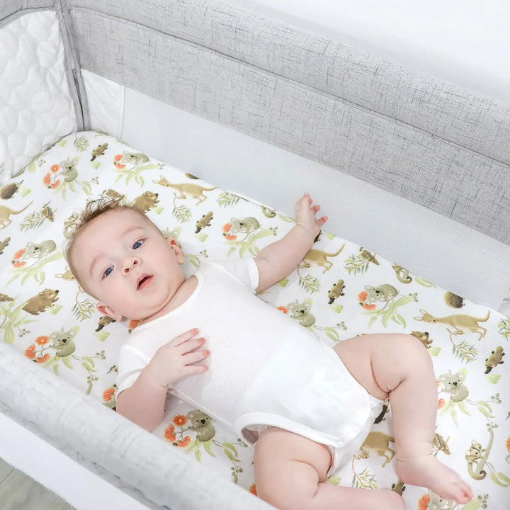 Bubba Blue Aussie Animals CO-SLEEPER FITTED SHEET- OATMEAL