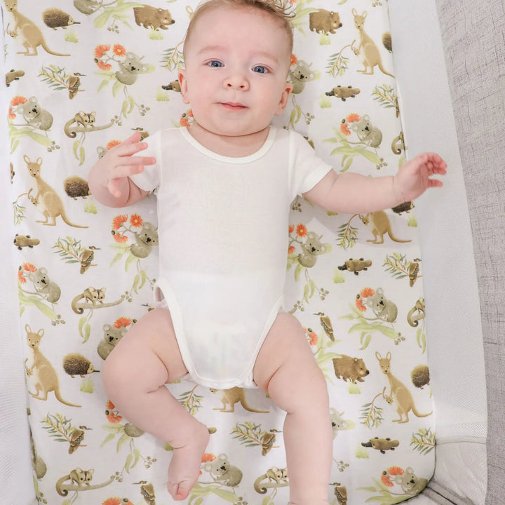 Bubba Blue Aussie Animals CO-SLEEPER FITTED SHEET- OATMEAL
