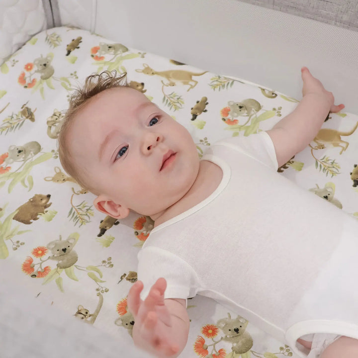 Bubba Blue Aussie Animals CO-SLEEPER FITTED SHEET- OATMEAL