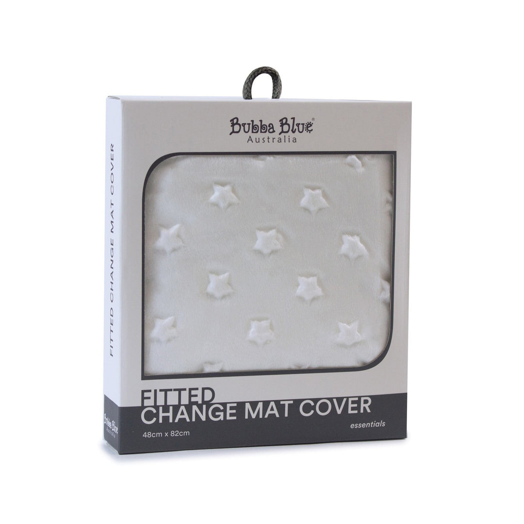 Fitted Change Mat Cover  Star - White