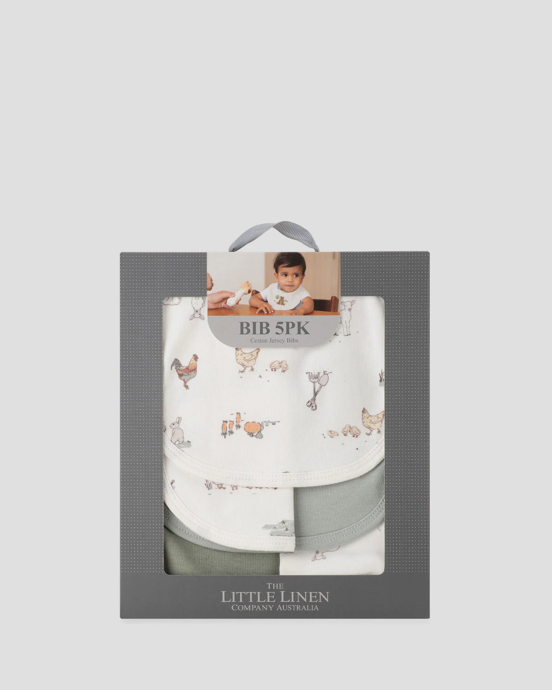 Little Linen Jersey Bib 5PK - Farmyard Lamb