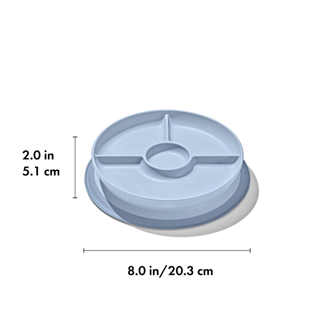 OXO Tot Stick & Stay Suction Divided Plate - Dusk