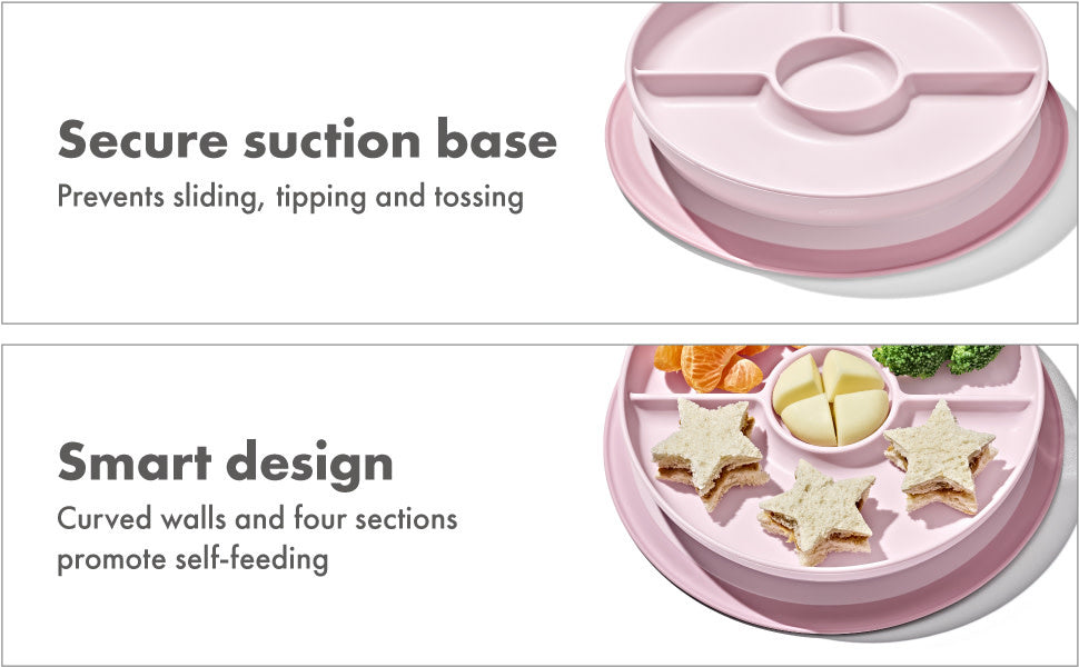 OXO Tot Stick & Stay Suction Divided Plate - Blossom