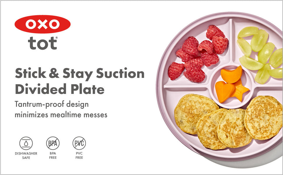 OXO Tot Stick & Stay Suction Divided Plate - Blossom