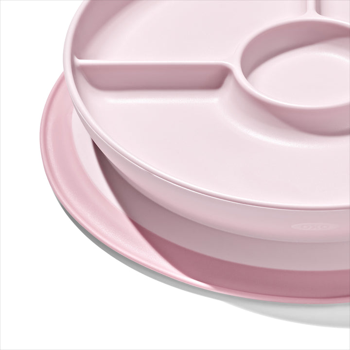 OXO Tot Stick & Stay Suction Divided Plate - Blossom