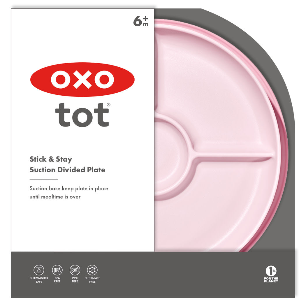 OXO Tot Stick & Stay Suction Divided Plate - Blossom
