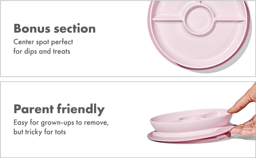 OXO Tot Stick & Stay Suction Divided Plate - Blossom
