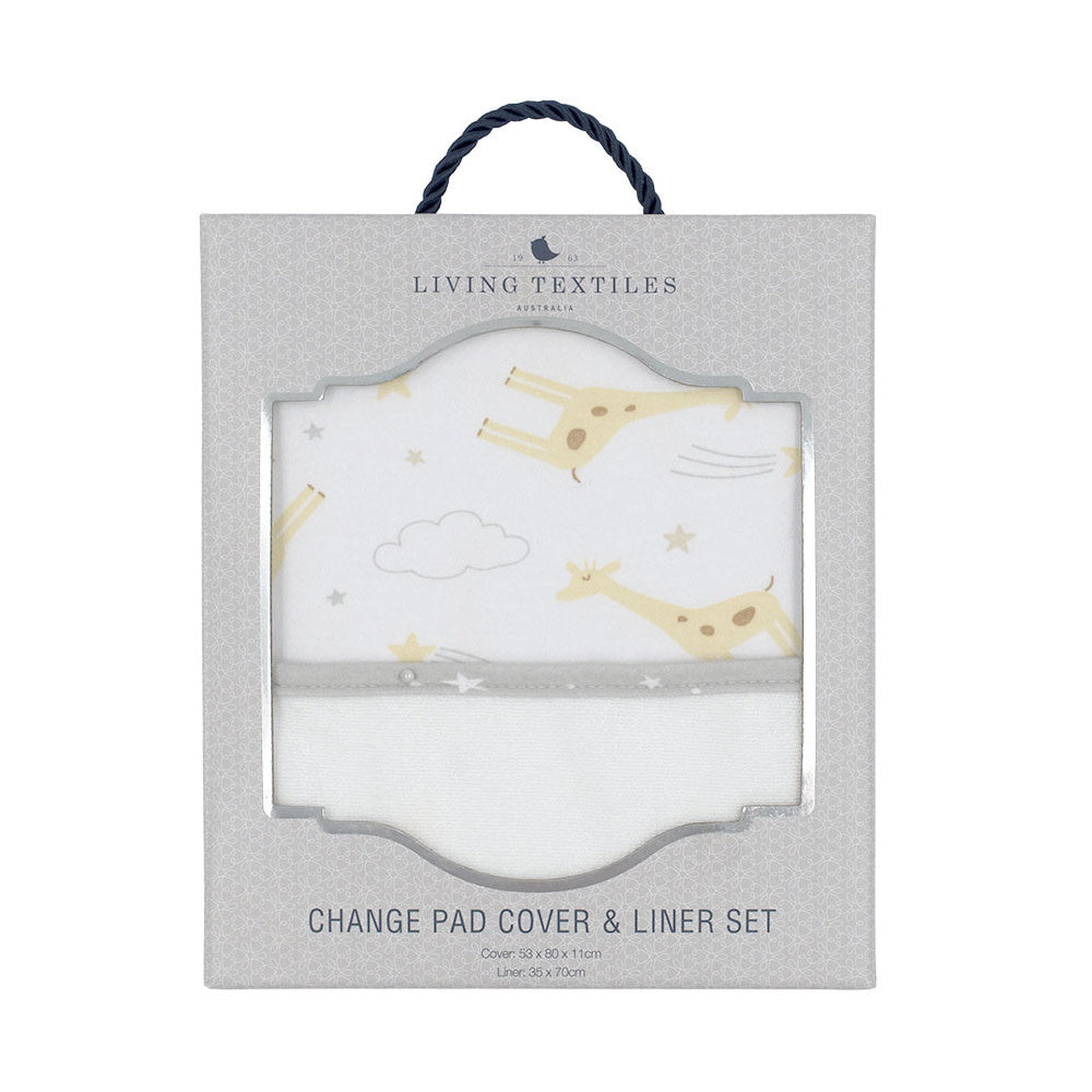 Living Textiles Change Pad Cover & Liner-Noah Giraffe