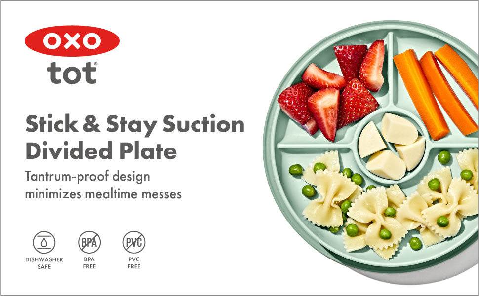 OXO Tot Stick & Stay Suction Divided Plate - Opal