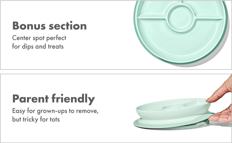 OXO Tot Stick & Stay Suction Divided Plate - Opal