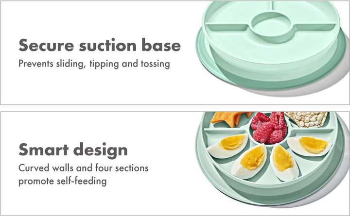 OXO Tot Stick & Stay Suction Divided Plate - Opal