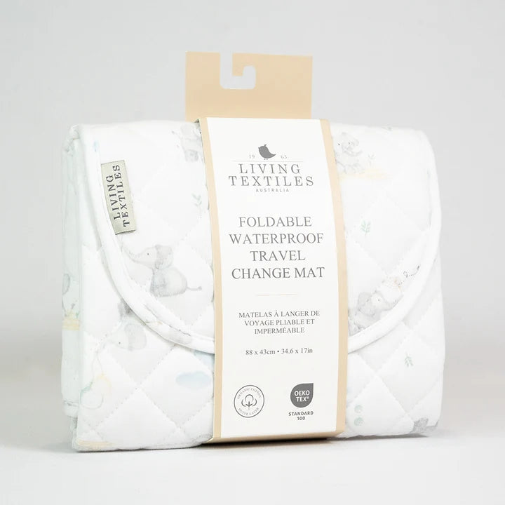 Living Textiles Waterproof Travel Change Mat - Elephant Playtime